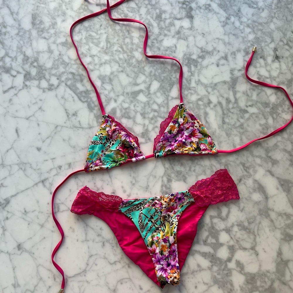 Beach Bunny Reversible Pink Lace Swimsuit- Small/ Medium